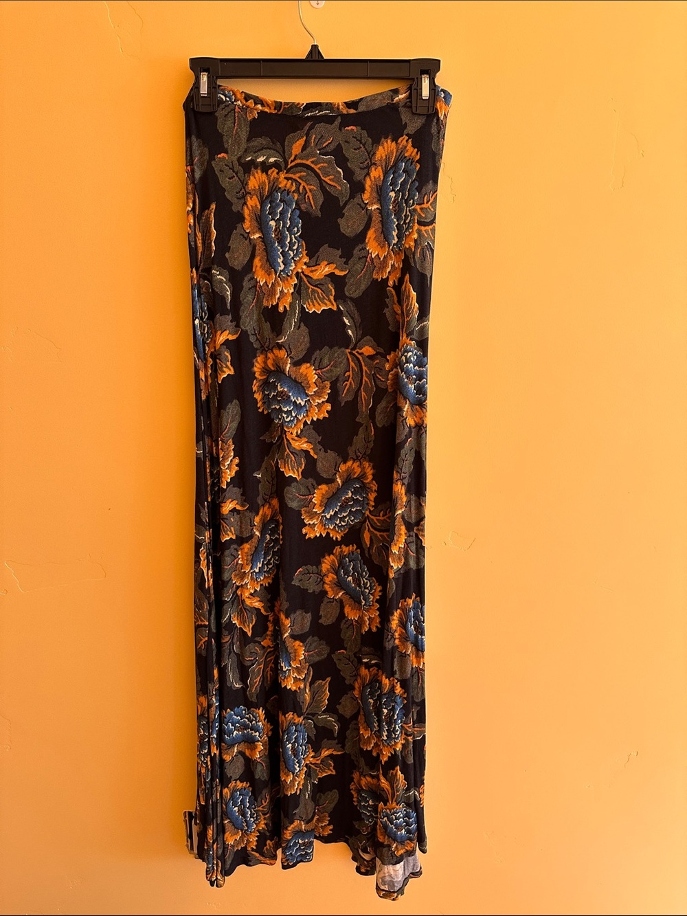 FARM Rio Black Maxi Skirt with Gold and Blue Floral - Picture 2 of 3